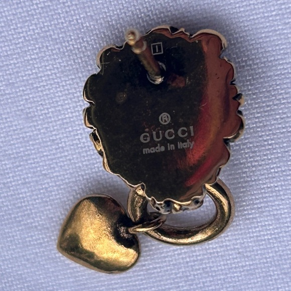 🌺AUTHENTICATED Vintage Gucci Lion Head & Heart Dangle Earrings – With Box & Bag - Picture 5 of 14